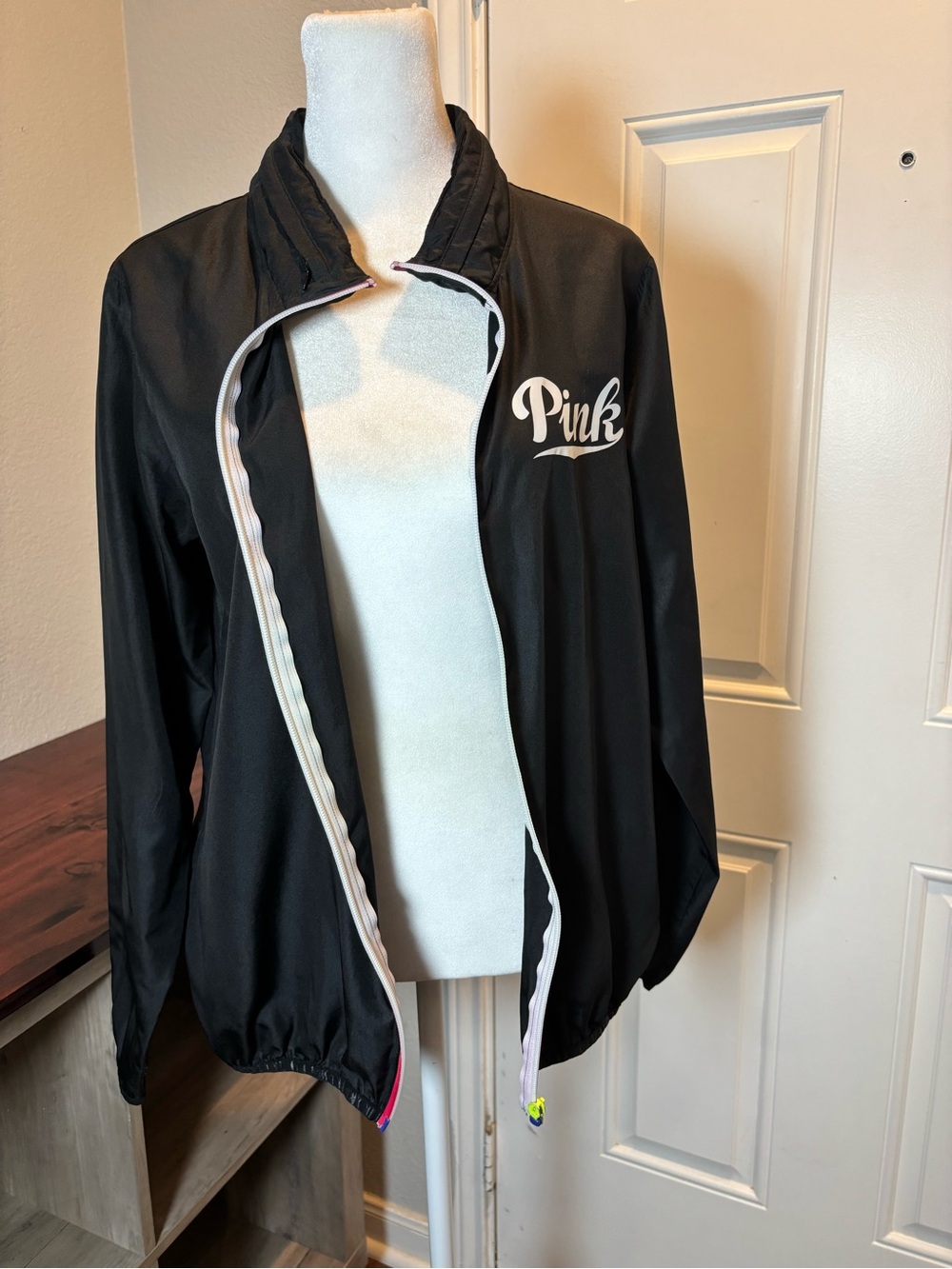 PINK Victoria's Secret Black Jacket with White Logo Tag